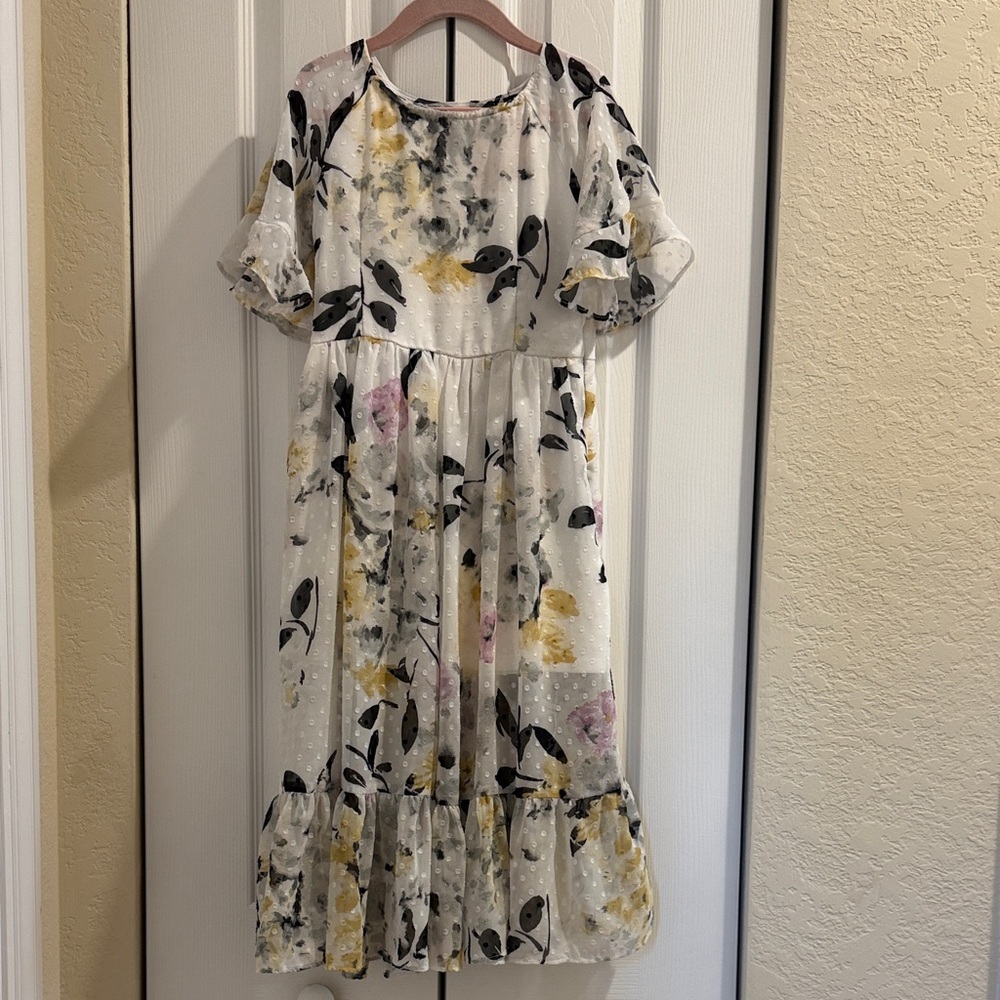 Pastourelle Floral Kids Dress - White, Yellow, Black, Pink